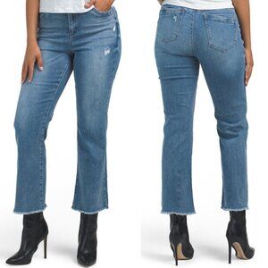 NWT New Democracy Ab Tech High Rise Cropped Itty Bitty Flare Jeans Size 8